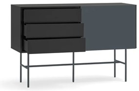 Fekete-antracitszürke alacsony komód tolóajtóval 140x91 cm Nube – Teulat