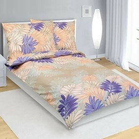 Bellatex Pamut ágynemét Listy lazac, lila, 140 x200 cm, 70 x 90 cm