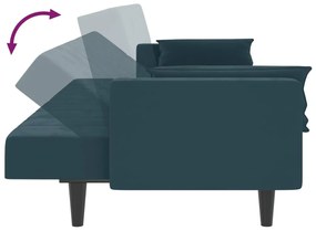 vidaXL kétszemélyes kék bársony kanapéágy két párnával