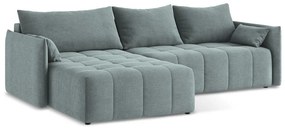 Kék kinyitható-tárolóhelyes sarokkanapé (bal oldali-heverő résszel) Moku – Makamii