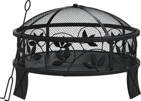 vidaXL acél XXL méretű tűztál piszkavassal 50 cm