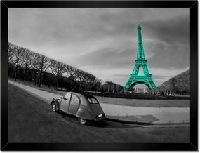 Poszterek keretben 40x30 Türkiz Eiffel-torony
