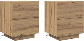 vidaXL Éjjeliszekrény 2 pcs Artisan tölgy 45 x 40 x 55 cm Faanyag