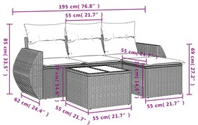 5 részes szürke polyrattan kerti ülőgarnitúra párnákkal