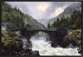 Poszter Keret Alumínium Tájkép Szabadtéri Hegyek Folyó Vízesés Híd Kilátás 60x40