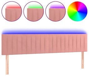 rózsaszín bársony LED-es fejtámla 180x5x78/88 cm