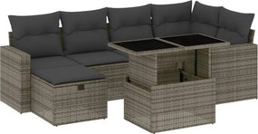vidaXL 7 részes szürke polyrattan kerti ülőgarnitúra párnákkal