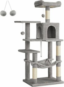 Macska kaparófa, többszintes macskatorony, világosszürke 55x45x143cm