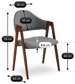 Elegáns Étkezőszék Szürke/Dió Színben. RUIZ