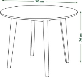 MAZZONI EXPORT ROXY Természetes Dió - RETRO KEREK FA ASZTAL KONYHÁBA/ÉTKEZŐBE