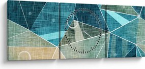 Kép - Türkiz absztrakció (órával) (90x30 cm)