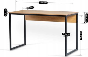 Íróasztal 120 cm méretben, aranytölgy/fekete színben ROSS