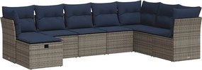 vidaXL 8 részes szürke polyrattan kerti ülőgarnitúra párnákkal