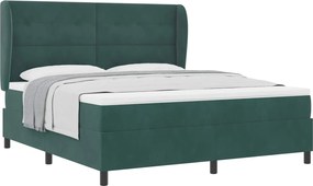 vidaXL Boxrugós ágy matracmal Sötétzöld 200 x 180 cm Poliészter