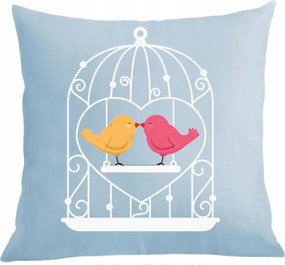 Valentin napi párna párnahuzat Madárkák a ketrecben