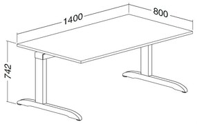 ProOffice C asztal 140 x 80 cm, vadkörte