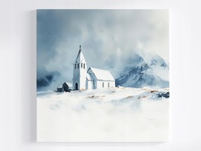 Vászonkép Canvas Izland Templom Kápolna Hó Tél Hegyek 40x40