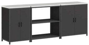 Konyhai Tároló Készlet polcokkal 3 pcs Fekete 240 x 50 x 92 cm
