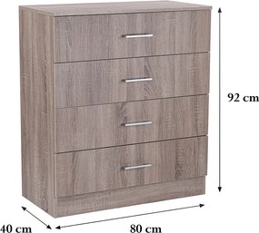 Miami komód 4 fiókos 80x92 cm yorki tölgy-yorki tölgy