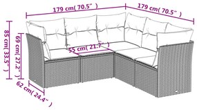 5 részes barna polyrattan kerti ülőgarnitúra párnával