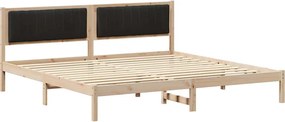 vidaXL Ágykeret fejtámlával Fekete 200 x 200 cm Tömör fenyőfa