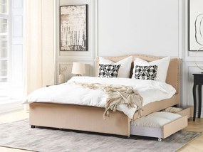 Franciaágy 180 cm MONTHY (ágyráccsal és tárolóhellyel) (bézs). 1007378