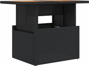 vidaXL fekete polyrattan és akácfa kerti asztal 100 x 55 x 73 cm