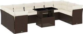 vidaXL 11 részes barna polyrattan kerti ülőgarnitúra párnákkal