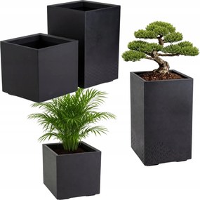 Kerekes Virágtartó Készlet a ház kertjébe virágtartó teraszra fekete