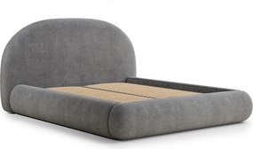 Szürke kárpitozott ágyneműtartós franciaágy ágyráccsal 160x200 cm Maumere – Maison de Rêve