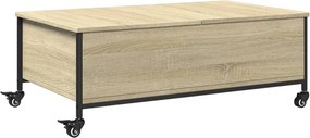 vidaXL sonoma tölgy szerelt fa dohányzóasztal kerekekkel 91x55x34cm