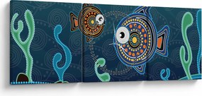 Kép - festett hal (órával) (90x30 cm)