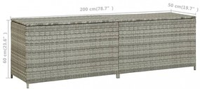 szürke polyrattan kerti tárolóláda 200 x 50 x 60 cm