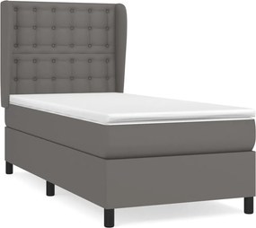 vidaXL szürke műbőr rugós ágy matraccal 100 x 200 cm