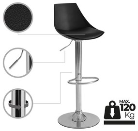 Fekete bőr utánzat állítható magasságú bárszék szett 2 db-os (ülésmagasság 56,5 cm) – Casa Selección