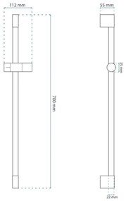 REA-P5981 - 70 cm-es kézi zuhanytartó, aranyszínű