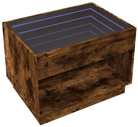 Füstös tölgy végtelen hatású LED-es dohányzóasztal 70x50x50 cm