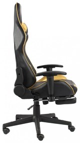 aranyszínű PVC forgó gamer szék lábtartóval