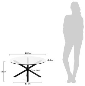 Fekete kerek dohányzóasztal üveg asztallappal ø 82 cm Argo – Kave Home