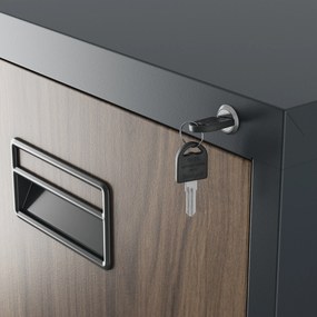 Fém irattartó szekrény, 5 fiókos SARA V5, 460 x 1630 x 620 mm, Eco Design: antracit/ dió