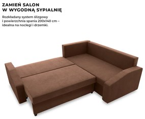 Grande Plus sarokkanapé, jobboldali, szövet anyag, barna