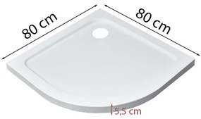 Modena Slim íves alacsony akril zuhanytálca 80x80 cm
