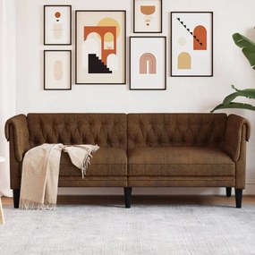 3 személyes barna szövet Chesterfield kanapé