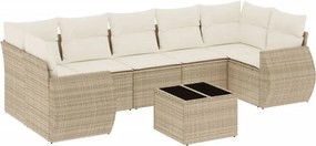 vidaXL 8 részes bézs polyrattan kerti ülőgarnitúra párnával