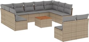 vidaXL 12 részes vegyes bézs polyrattan kerti ülőgarnitúra párnákkal
