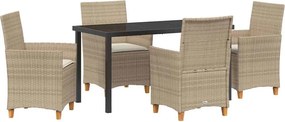 vidaXL Kert étkező szett 5 pcs Bézs polirattan