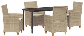 vidaXL Kert étkező szett 5 pcs Bézs polirattan