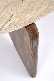 Manios dohányzóasztal 80 cm kerek - travertin / dió