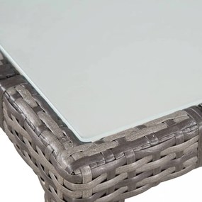 9-részes szürke kültéri polyrattan étkezőszett párnákkal