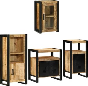 vidaXL Fürdőszoba bútor szett tárolóval 4 pcs Barna Szilárd Mangófába